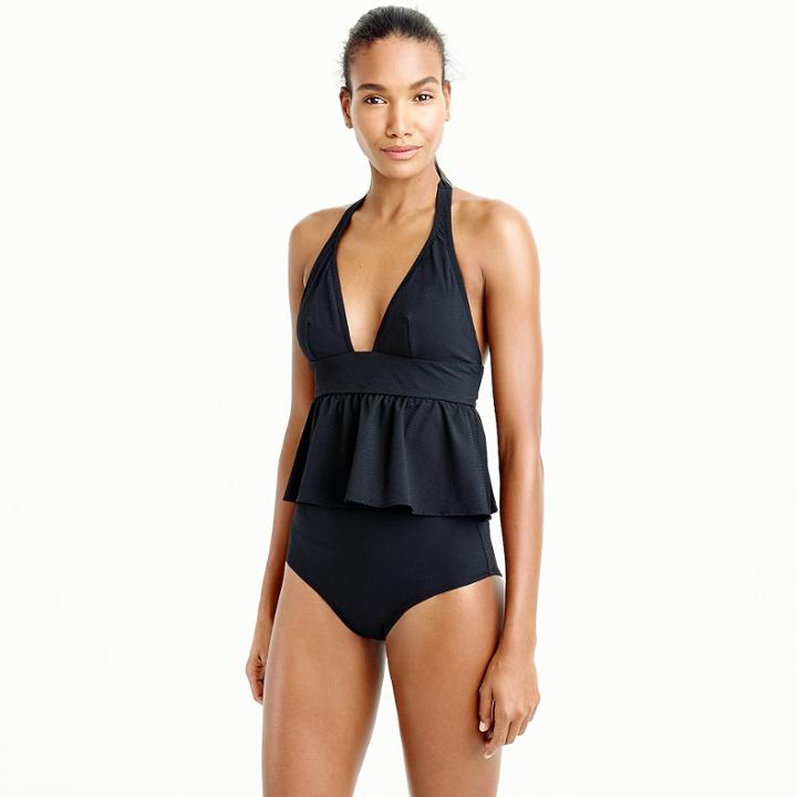 J.Crew Halter peplum tankini top in piqunylon