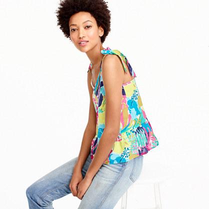 J.Crew Tie-shoulder peplum top in seaside floral