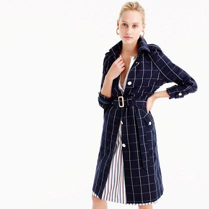 J.Crew Collection trench coat in windowpane