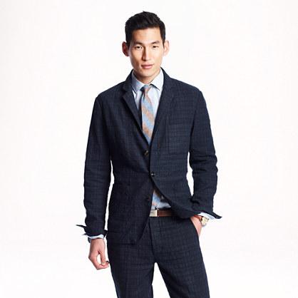 J.Crew Wallace & Barnes worker suit jacket in tartan cotton-linen