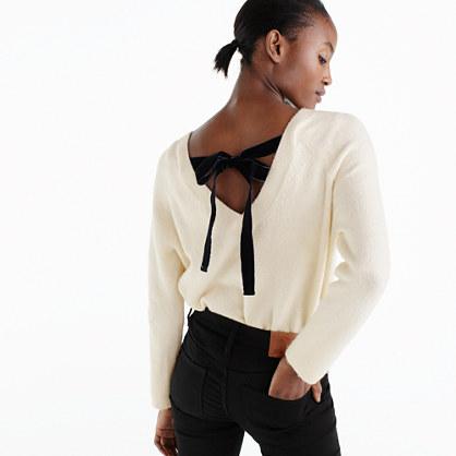 J.Crew V-back sweater with velvet tie