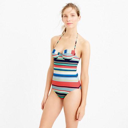 J.Crew Underwire halter one-piece swimsuit in colorful stripe
