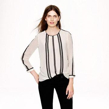 J.Crew Lace-trim swiss-dot top
