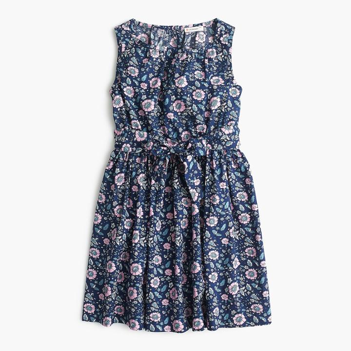 J.Crew Girls' tie-waist dress in floral