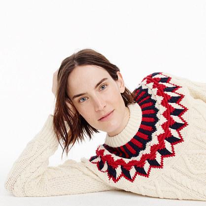 J.Crew Cableknit sweater with Fair Isle