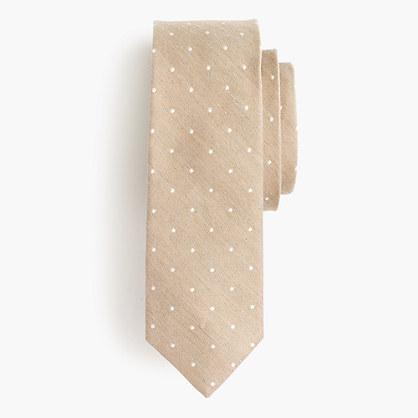 J.Crew Silk-linen tie in dot print