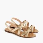 J.Crew Cross-strap sandals in metallic gold leather