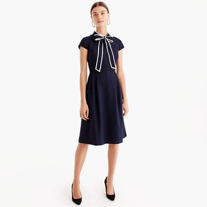 J.Crew Petite tie-neck dress in wool crepe