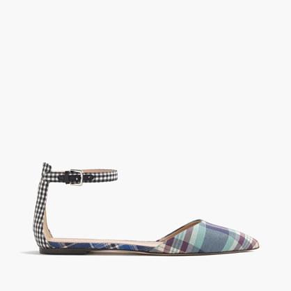 J.Crew Mixed plaid flats with ankle strap