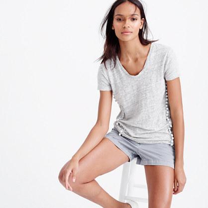 J.Crew V-neck top with pom-pom trim