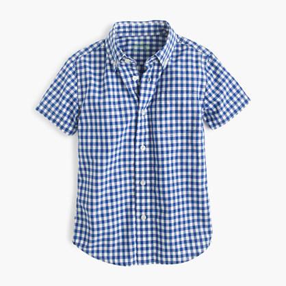 J.Crew Boys' short-sleeve Secret Wash shirt in gingham