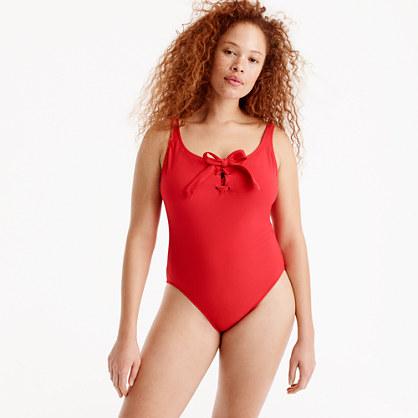 J.Crew Lace-up one-piece swimsuit in pique nylon