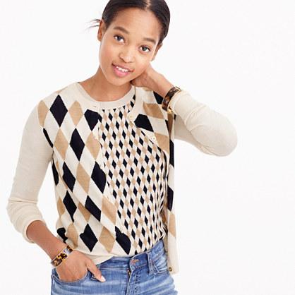 J.Crew Lightweight wool Jackie cardigan sweater in argyle