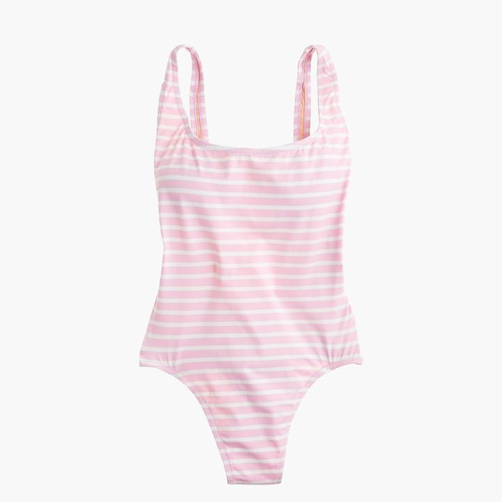 J.Crew Plunging scoopback one-piece swimsuit in stripe