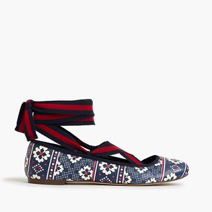 J.Crew Lily lace-up ballet flats