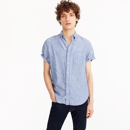 J.Crew Short-sleeve linen shirt in blue stripe