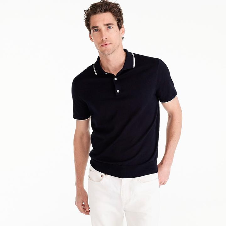 J.Crew Pima cotton short-sleeve tipped sweater polo