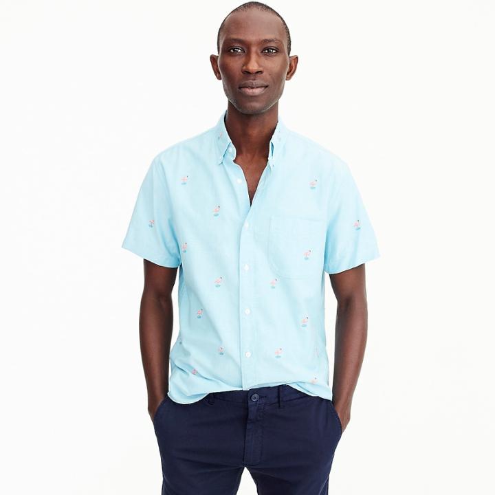 J.Crew Short-sleeve American Pima cotton flamingo oxford with mechanical stretch
