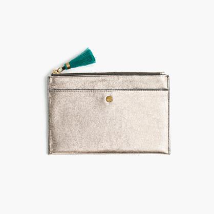 J.Crew Medium pouch in metallic leather