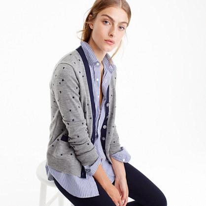 J.Crew Harlow cardigan sweater in star print