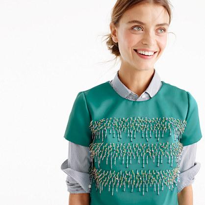 J.Crew Collection Italian satin embellished striped top