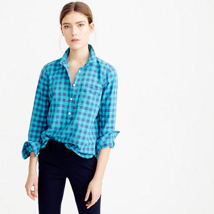 J.Crew Caribbean blue gingham popover shirt