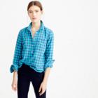 J.Crew Caribbean blue gingham popover shirt