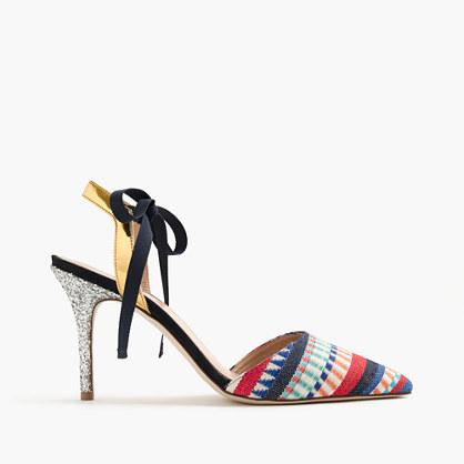 J.Crew Elsie geometric ankle-tie pumps