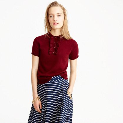J.Crew Italian cashmere ruffle polo sweater