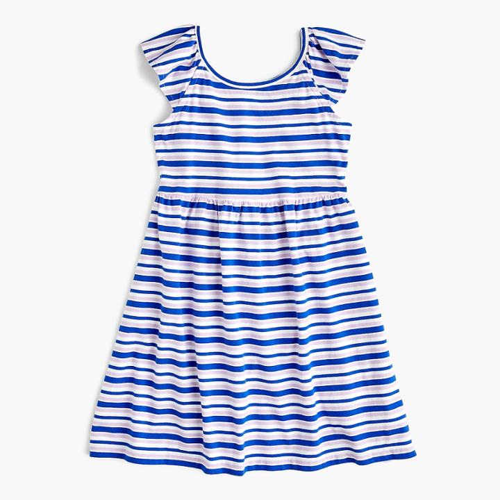 J.Crew Girls' flutter-sleeve dress in stripe