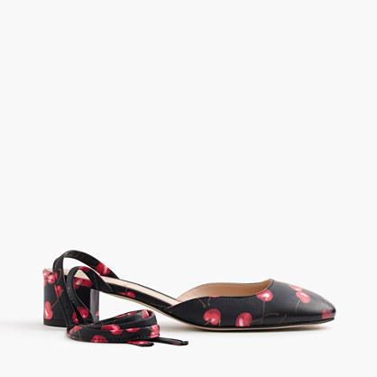 J.Crew Ankle-wrap heels in printed leather