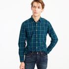 J.Crew Secret Wash shirt in blue and green plaid
