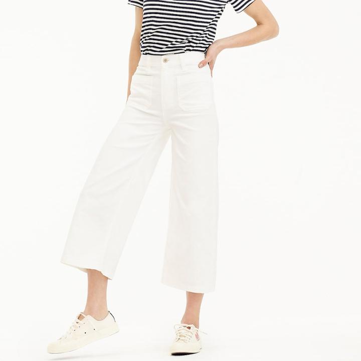 J.Crew Point Sur wide-leg crop jean in white