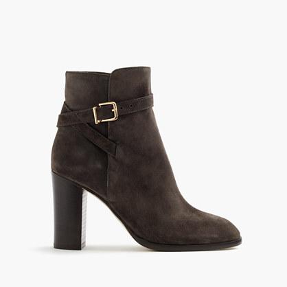 J.Crew Suede ankle boots with wraparound buckle