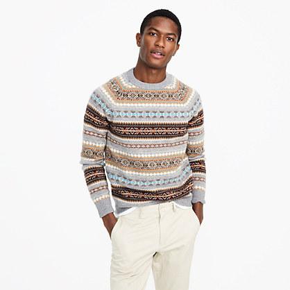 J.Crew Lambswool Fair Isle crewneck sweater in granite