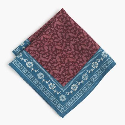 J.Crew Italian wool pocket square in bordered floral