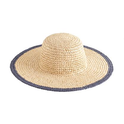 J.Crew Straw beach hat with blue trim