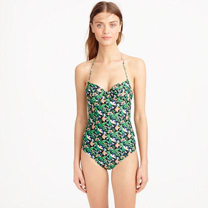 J.Crew Underwire halter one-piece swimsuit in Ratti&reg; lotus floral print