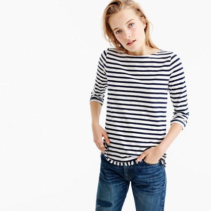 J.Crew Striped boatneck T-shirt with fringe