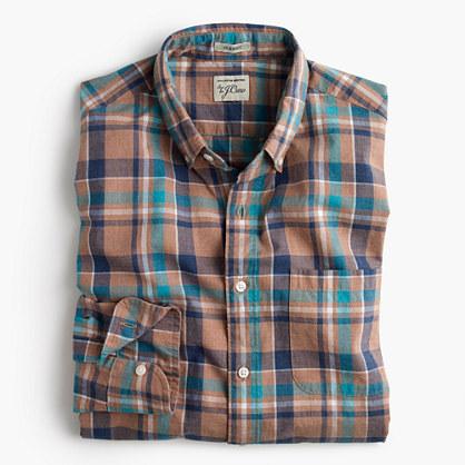 J.Crew Secret Wash shirt in khaki plaid