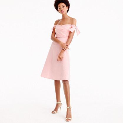 J.Crew Petite tie-shoulder dress in seersucker