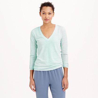J.Crew Speckled cotton long-sleeve V-neck tee