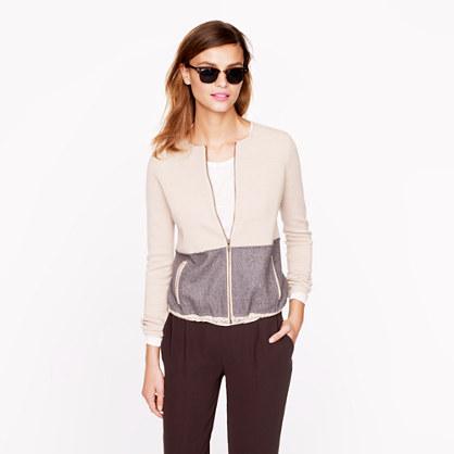 J.Crew Two-tone zip cardigan