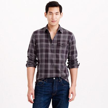 J.Crew Brushed flannel popover shirt in black herringbone