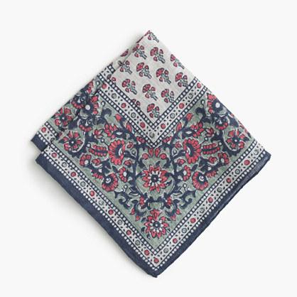 J.Crew Italian linen pocket square in blue floral