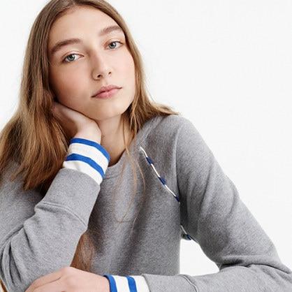 J.Crew Cropped stripe-trimmed sweatshirt
