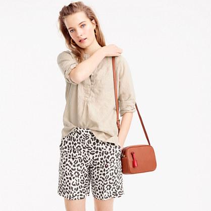 J.Crew Linen bermuda short in leopard print