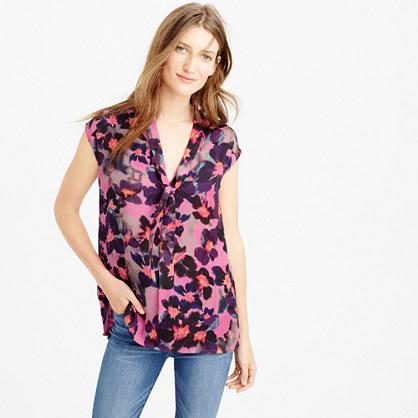 J.Crew Collection silk neck-tie top in watercolor floral