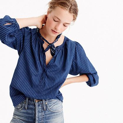 J.Crew Petite Indigo gauze popover
