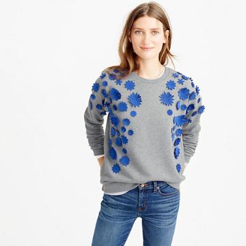 J.Crew Embellished flower sweatshirt